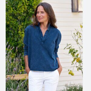 Frank & Eileen PATRICK Popover Henley Heritage Jersey Size: XS Mineral Blue